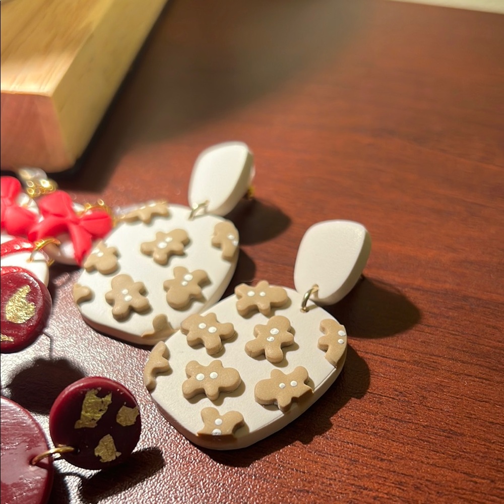 Christmas Earring Lot - Dangles Handmade Clay Light Weight and Fun - Picture 4 of 8